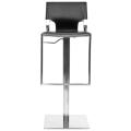 Deco Black Leather Seat Stainless Steel Adjustable Bar Stool