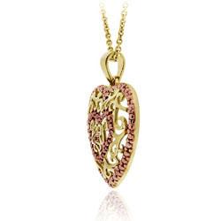 18k and Rose Gold over Silver Champagne Diamond Accent Heart Necklace