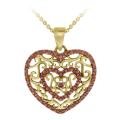 18k and Rose Gold over Silver Champagne Diamond Accent Heart Necklace