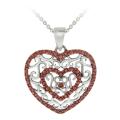 Rose Gold over Silver Champagne Diamond Accent Heart Necklace
