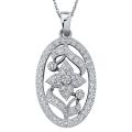 Sterling Silver 1/4ct TDW Diamond Floral Milligrain Necklace (H-I, I3)