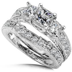 18k White Gold 2 1/5ct TDW Diamond Bridal Ring Set (H-I, I1-I2)