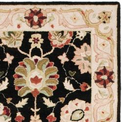 Micro Hand-hooked Mahal Black/ Beige Wool Runner (2'6 x 6')