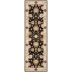Micro Hand-hooked Mahal Black/ Beige Wool Runner (2'6 x 6')