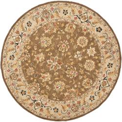 Mirco Hand-hooked Chelsea Kerman Brown Wool Rug (4' Round)
