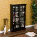 Bronson Black Sliding Door Media Storage Cabinet