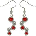 Silvertone Red Cubic Zirconia Bubble Earrings