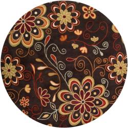 Hand-tufted Whimsy Chocolate Wool Rug (6' Round)