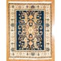 Afghani Hand-knotted Navy/ Ivory Oushak Wool Rug (7'2 x 9'2)