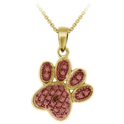 18k Two-tone Gold over Silver Champagne Diamond Paw Necklace