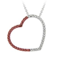 Rose Gold over Silver Champagne Diamond Heart Necklace