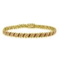 18k Two-tone Gold over Silver Champagne Diamond Tennis Bracelet