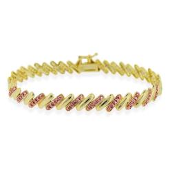 18k Two-tone Gold over Silver Champagne Diamond San Marco Bracelet