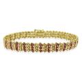 18k Two-tone Gold over Silver Champagne Diamond Tennis Bracelet