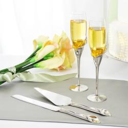 Cathy's Concepts Lily Champagne Flutes and Cake Server Set