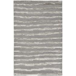 Handmade Soho Stripes Grey New Zealand Wool Rug (3'6 x 5'6')