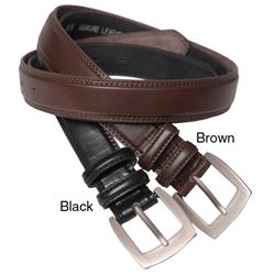 Boston Traveler Men's Topstiched Leather Belt