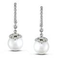18k Gold South Sea Pearl and 1/2ct TDW Diamond Earrings (G-H, SI2) (11-12 mm)