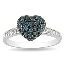 10k White Gold 1/3ct TDW Blue and White Diamond Ring (G-H, I2-I3)