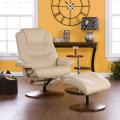 Gramercy Taupe Leather Recliner and Ottoman