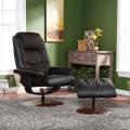 Gramercy Black Leather Recliner and Ottoman