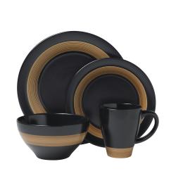 Pfaltzgraff Concentric Black 16-piece Dinnerware Set