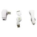 3-in-1 iPhone 4 USB Retractable Cable/ Wall/ Car Charger Combo