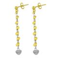 14k Two-tone Gold Diamond-cut Heart Dangle Earrings
