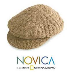 Alpaca Wool 'Tan Newsboy Cap' Hat (Peru)