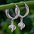 Sterling Silver 'Heart Halo' Hoop Earrings (Thailand)