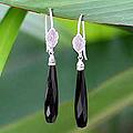 Silver 'Thai Dreams' Onyx Drop Earrings (Thailand)