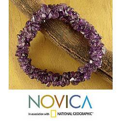 Amethyst 'Lilac Muse' Stretch Bracelet (India)