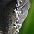 Sterling Silver 'Peace' Amethyst Floral Bracelet (Indonesia)