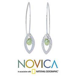 Sterling Silver Peridot 'Rose Petal' Floral Earrings (Thailand)