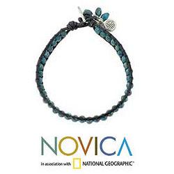 Leather and Turquoise 'Bold Blue' Bracelet (Thailand)