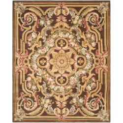 Asian Hand-knotted Savonnerie Brown Wool Rug (8' x 10')