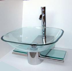 Kokols Wall Mount Vanity and Glass Vessel Sink Combo