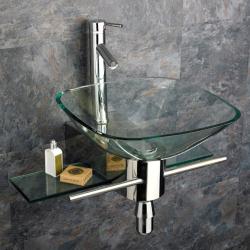 Kokols Wall Mount Vanity and Glass Vessel Sink Combo