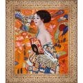 Gustav Klimt 'Signora con Ventaglio' Framed Canvas Art