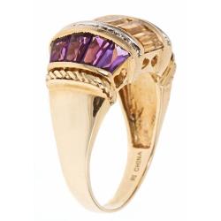 Dyach 10k Yellow Gold Multi-gemstone and 1/5ct TDW Diamond Ring (G-H, I1-I2)