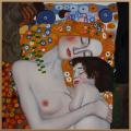 Klimt Paintings 'Le tre eta della donna (Mother and Child)' Hand Painted Framed Art