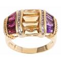 Dyach 10k Yellow Gold Multi-gemstone and 1/5ct TDW Diamond Ring (G-H, I1-I2)