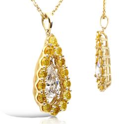 14k Yellow Gold 2 3/8ct TDW White and Yellow Diamond Necklace (F-G, VS1-VS2)