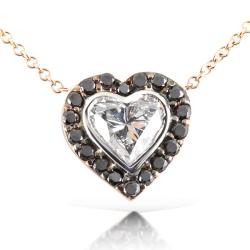 14k Rose Gold 1ct TDW Diamond Heart Necklace (G-H, SI1-SI2)