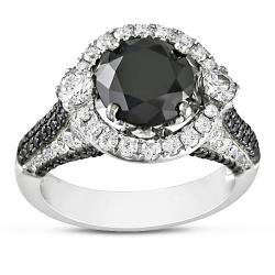 18k White Gold 3 1/2ct TDW Black and White Diamond Ring (G-H, SI1)