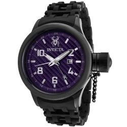 Invicta Men's 'Russian Diver' Rubber Strap Black Ion-plated Watch