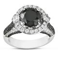 18k White Gold 3 1/2ct TDW Black and White Diamond Ring (G-H, SI1)