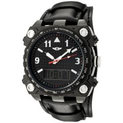 I by Invicta Men's Black Leather Cuff Multifunction Watch