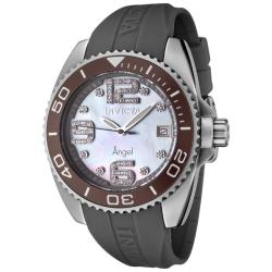 Invicta Women's 'Angel' Dark Grey Rubber White Diamond Watch