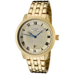 Rotary Men's Champagne Textured Dial Gold Ion-plated Watch